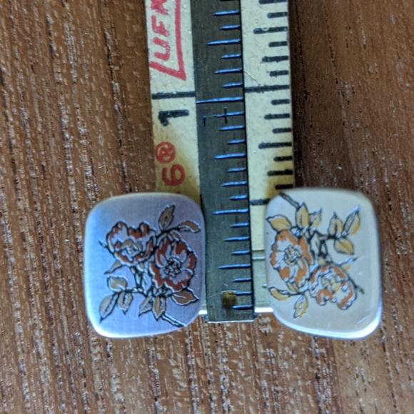 Vintage REED & BARTON DAMASCENE EARRINGS - Picture 3 of 4